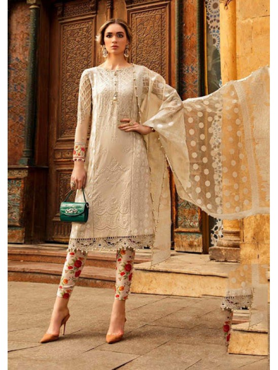 BEIGE PAKISTANI DESIGNER LAWN SUIT