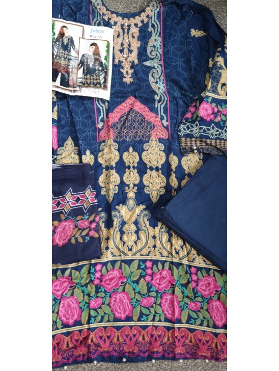 NAVY BLUE PAKISTANI DESIGNER EMBROIDERED READYMADE SUIT