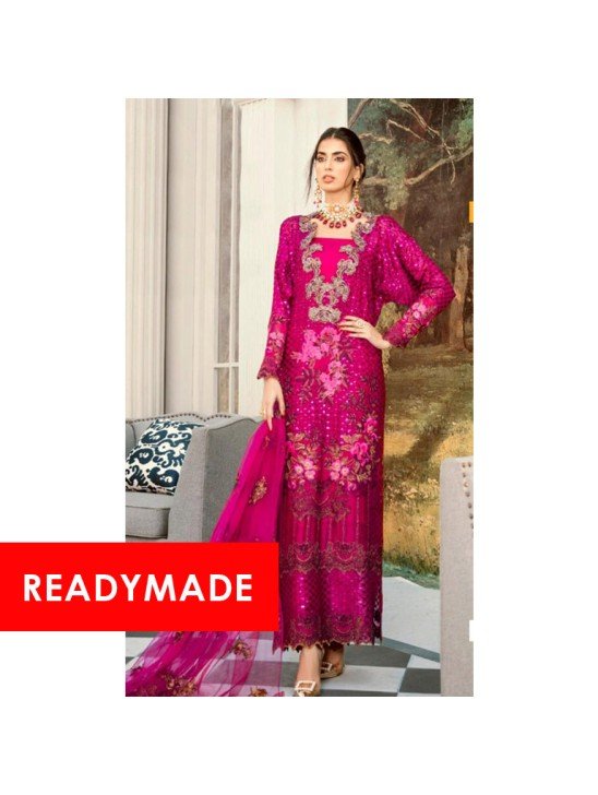 BURGUNDY PAKISTANI DESIGNER FAUX GEORGETTE READYMADE SUIT