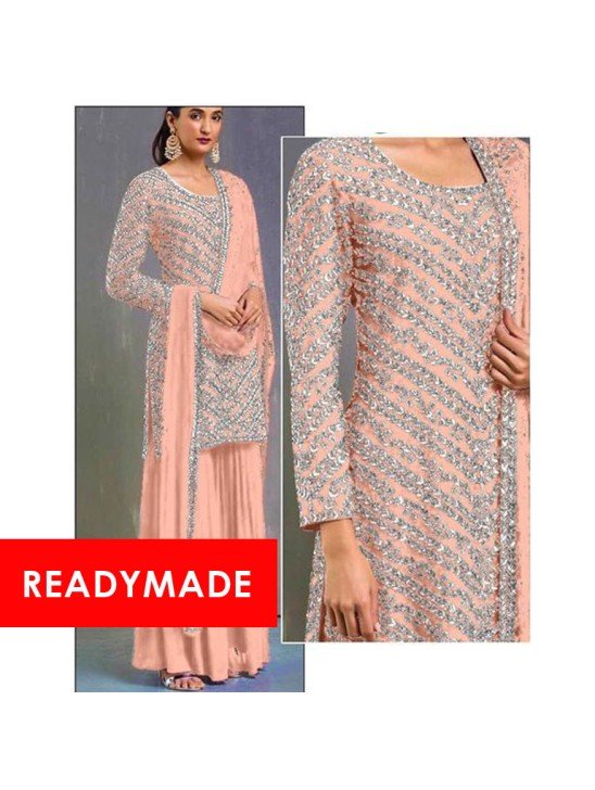 Peach Heavy Embroidered Readymade Salwar Suit