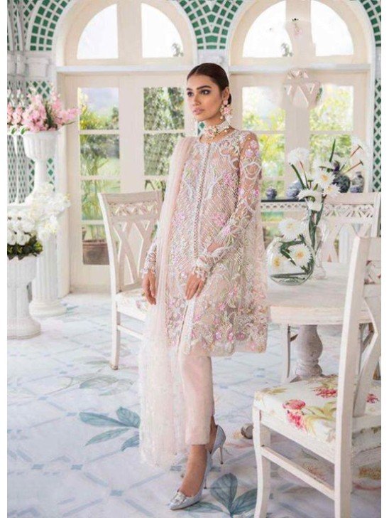 Peach Pakistani Designer Embroidered Salwar Kameez
