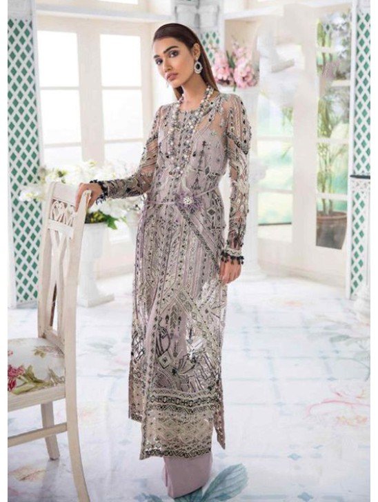 Grey Pakistani Indian Ethnic Embroidered Suit