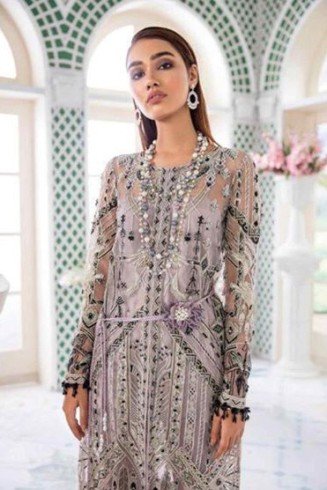 Grey Pakistani Indian Ethnic Embroidered Suit