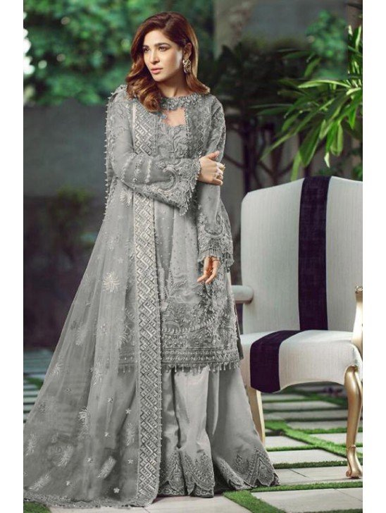 Grey Pakistani Designer Lehenga Choli Dress