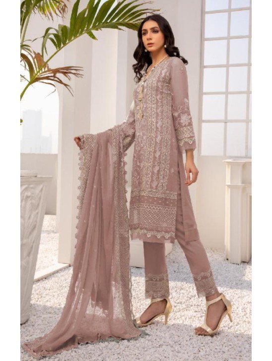 Beige Pakistani Salwar Kameez Readymade Suit