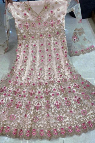 Beige Indian Ethnic Wedding Anarkali Dress
