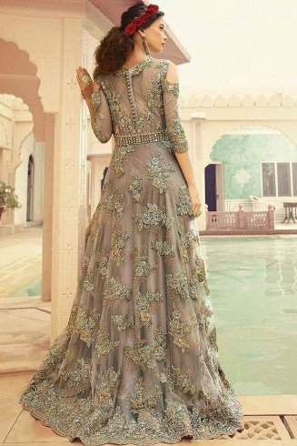 Mehndi Green Heavy Embellished Indian Wedding Gown