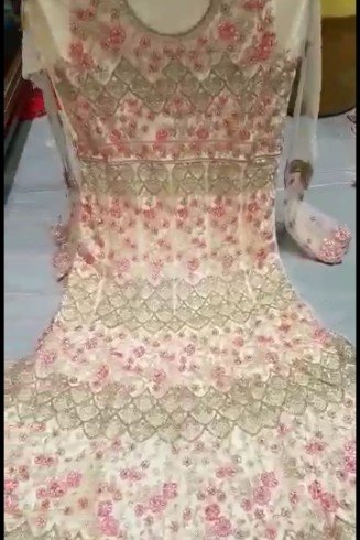 CREAM INDIAN WEDDING HEAVY EMBROIDERED GOWN