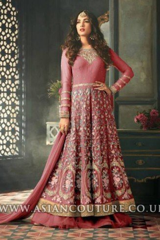 Rapture Rose Indian Party Wear Asian Anarkali Wedding Bridal Gown Dress