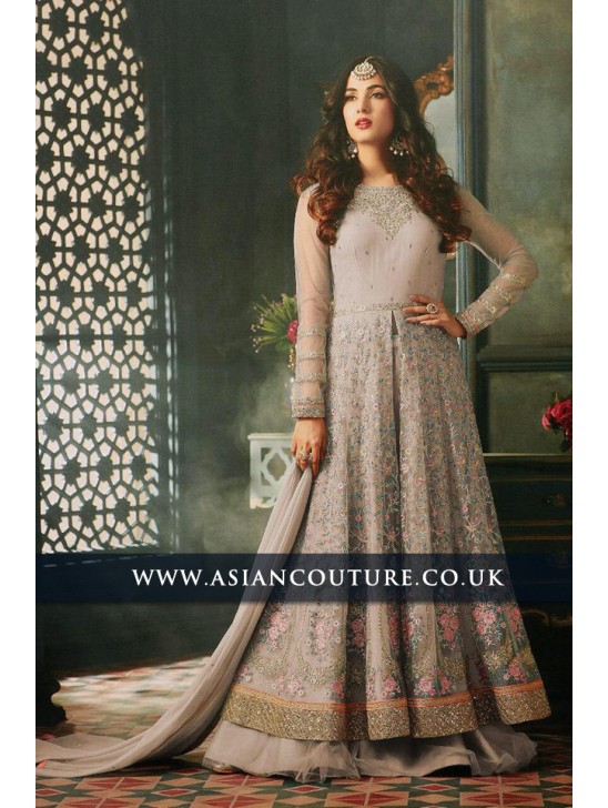 Almost Mauve Light Purple Indian Party Wear Asian Anarkali Wedding Bridal Gown Dress