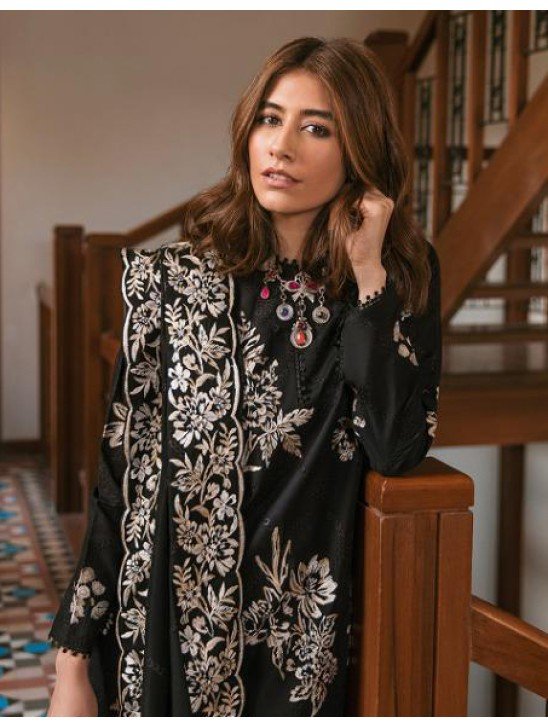 Black & White Pakistani Salwar Kameez Designer Embroidered Suit