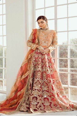 Orange & Red Indian Bridal Wedding Dress