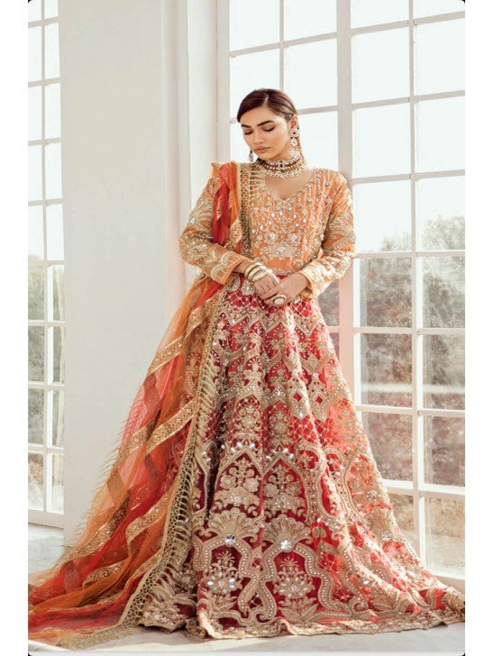 Orange & Red Indian Bridal Wedding Dress