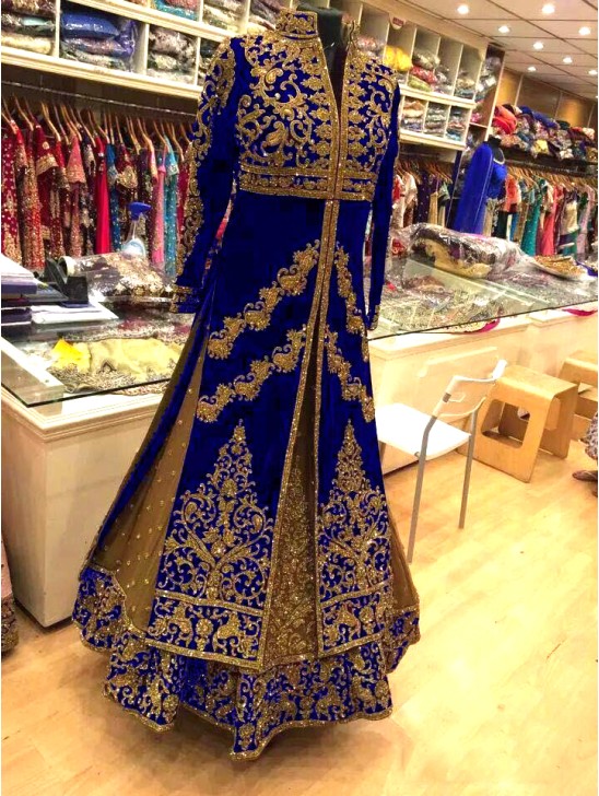 Heavy Indian Velvet Wedding Reception Lehenga