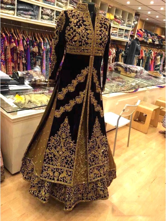 Heavy Indian Velvet Wedding Reception Lehenga