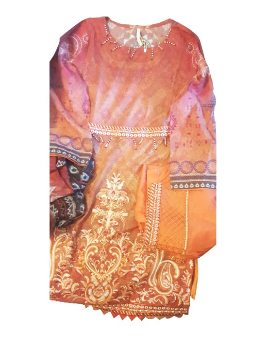 Simran Designer Coral Orange Pakistani Suit Medium