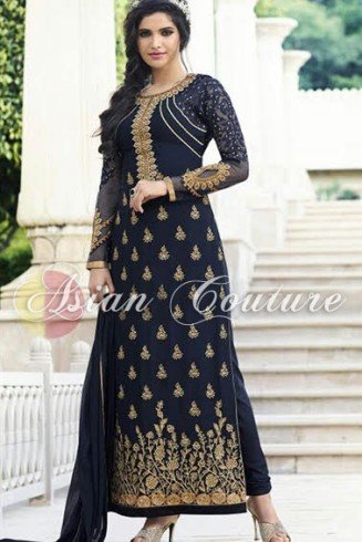 Artistic Navy Blue Party Wear Salwar Kameez 