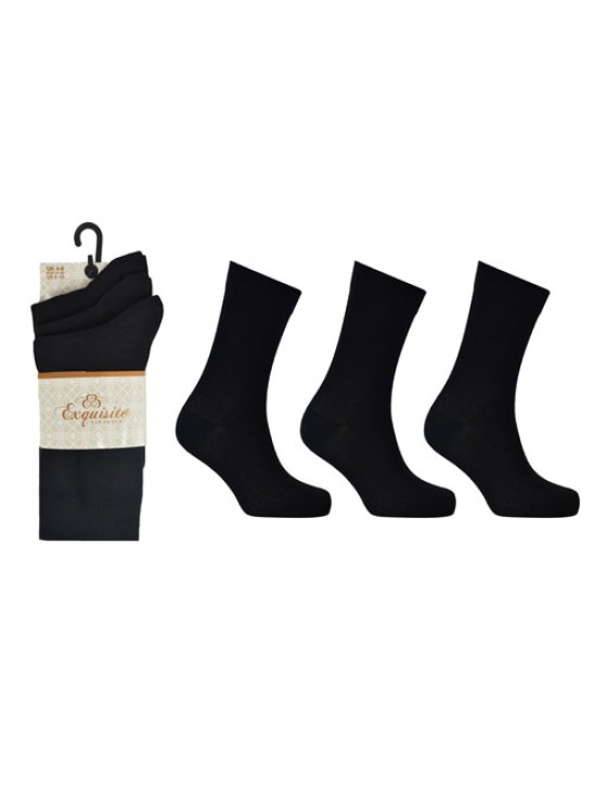 LADIES 3 PACK EXQUISITE BLACK SOCKS