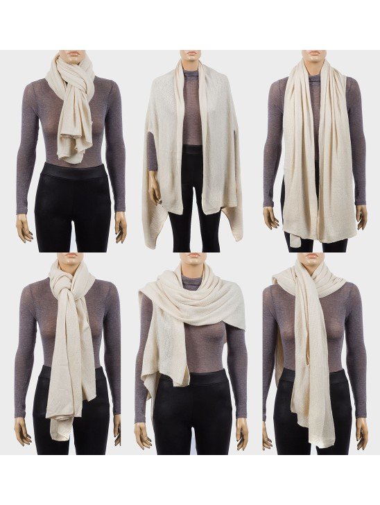 Beige Multi Way Knit Shawl Wrap