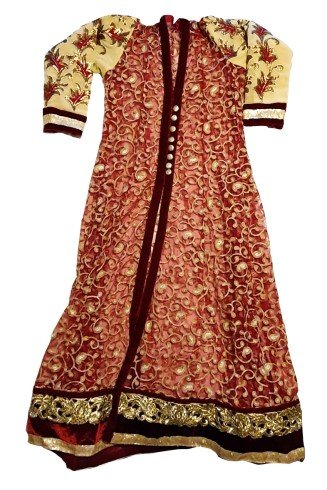 Maroon Velvet Embroidered Indian Designer Gown