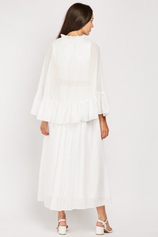 White Flared Sleeves Long Maxi Dress