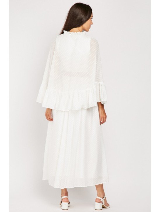 White Flared Sleeves Long Maxi Dress