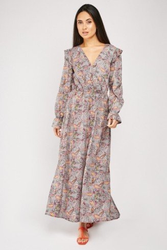 Floral Maxi Dress With Long Sleeves Party Outfit