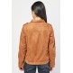 BROWN FRONT POCKET STYLE SUEDETTE JACKET FOR LADIES