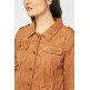 BROWN FRONT POCKET STYLE SUEDETTE JACKET FOR LADIES