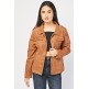 BROWN FRONT POCKET STYLE SUEDETTE JACKET FOR LADIES