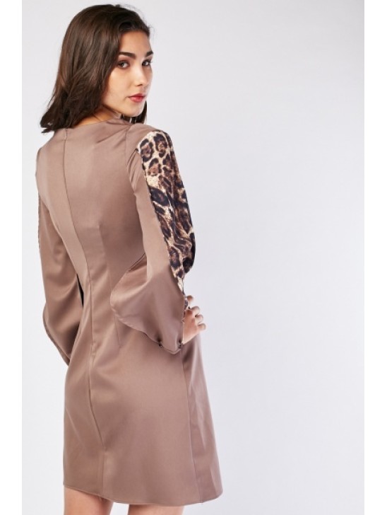 LEOPARD PRINT SLEEVE READYMADE SHIFT DRESS