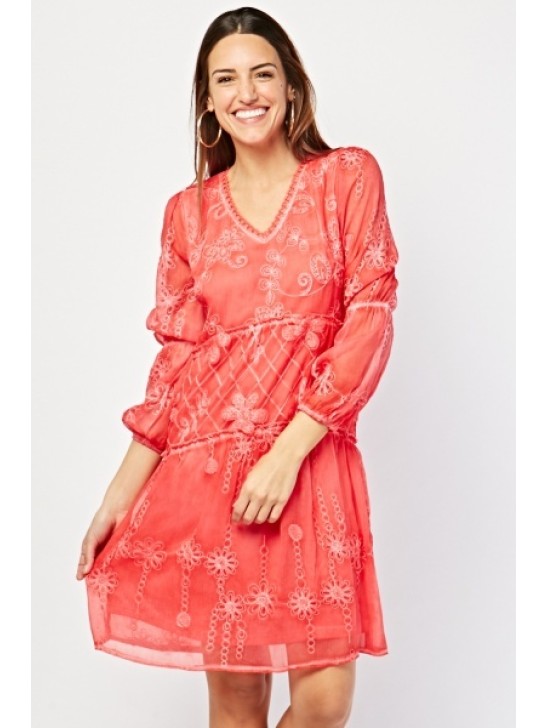 GORGEOUS  V-NECK SMOCK READY TO WEAR DRESS