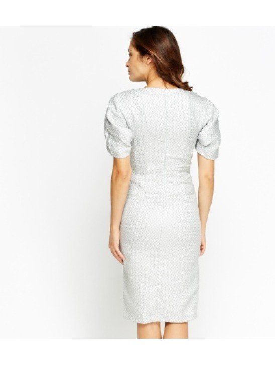 Light Grey Front Slit Designer Dress