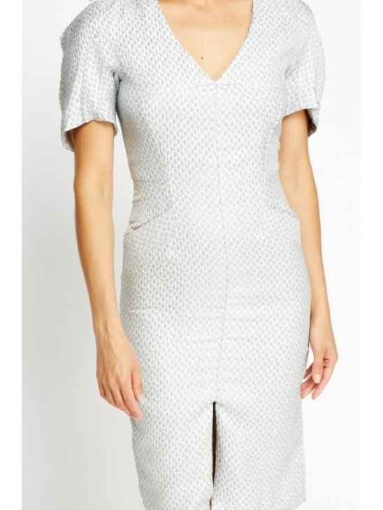 Light Grey Front Slit Designer Dress