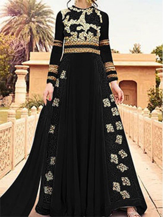 BLACK WEDDING WEAR LEHENGA GOWN MANUFACTURED BY ASIAN COUTURE