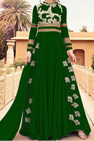 GREEN WEDDING WEAR LEHENGA GOWN MANUFACTURED BY ASIAN COUTURE