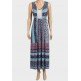 FADED DENIM BLUE LACE STYLE KNIT WEAR MAXI DRESS