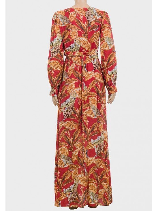 Cinnamon Stick Leopard & Leaves Printed Maxi