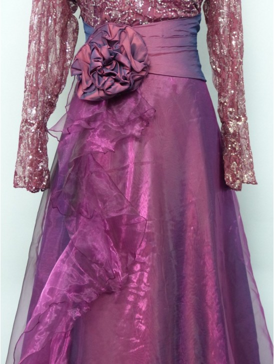 Cherlone Purple Long Sleeve Wedding/Evening Ballgown Formal Bridesmaid Dress