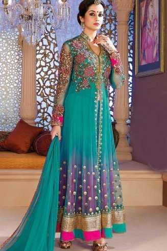 BEST SELLER 109 BELA AQUA AND PINK ANARKALI SUIT