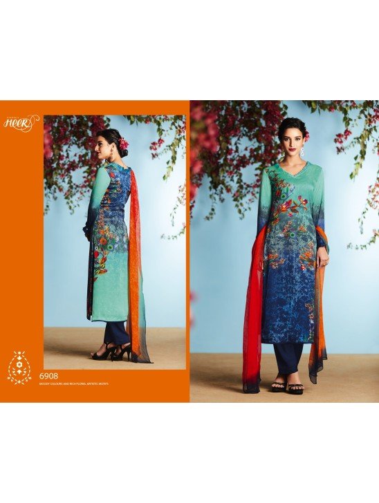 6908 BLUE KIMORA HEER DIGITAL PRINTED PARTY WEAR SALWAR SUIT