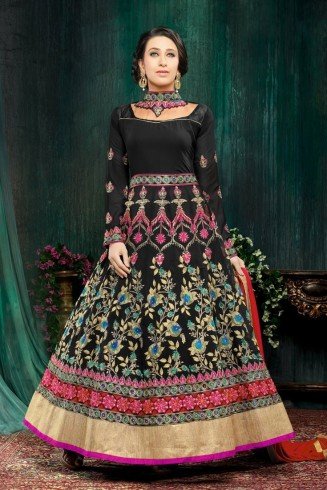 Black Elegant Evening Gown Indian Anarkali Dress
