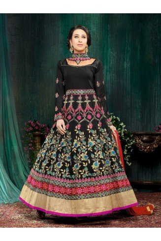 Black Elegant Evening Gown Indian Anarkali Dress