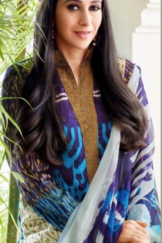 Blue Printed Salwar Suit Pakistani Designer Dress