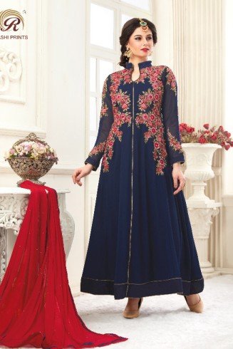 Blue Long Dress Anarkali Party Gown 