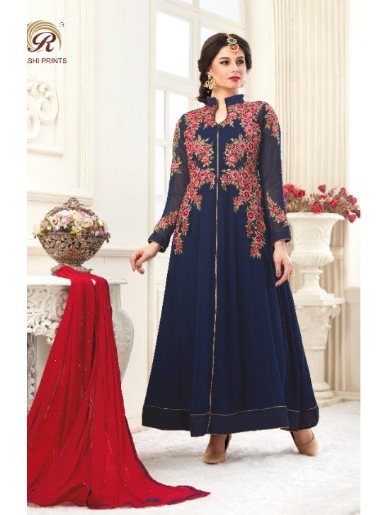 Blue Long Dress Anarkali Party Gown