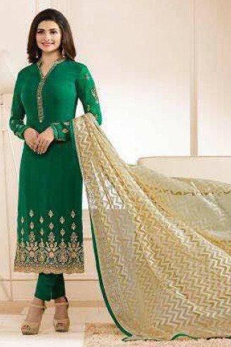 Green Indian Designer Churidar Suit Traditional Pakistani Dress