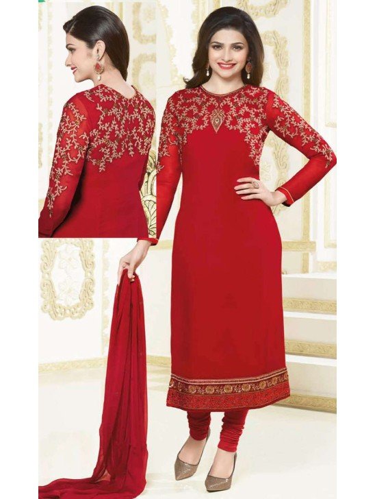 Red Indian Wedding Suit Georgette Salwar Kameez