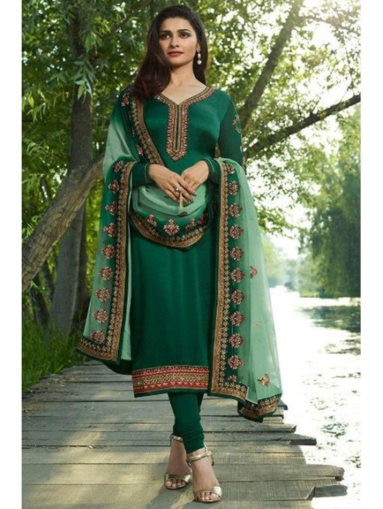 Green Embroidered Pakistani Suit Georgette Wedding Salwar Kameez
