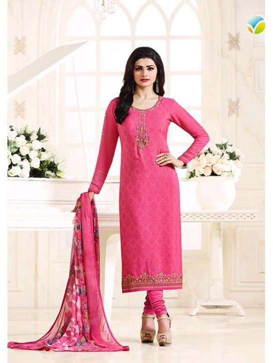 KS-4928 PINK KASEESH SILKINA FRENCH CREPE PARTY WEAR SUIT